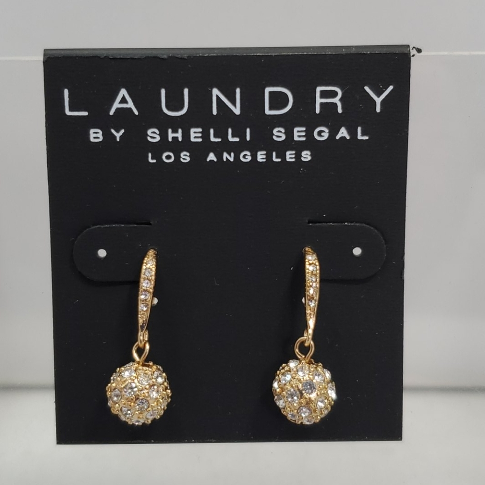 Laundry crystal ball rhinestone earrings fish hook